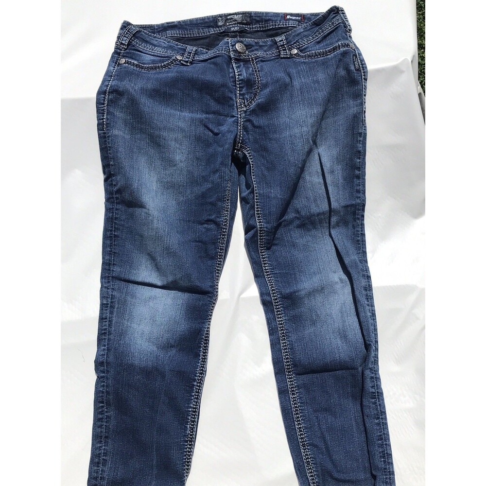 Silver Suki Denim Jeans Mid Super Skinny Womens 33 X 31 Dark